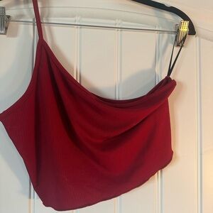 SHEIN Vibrant Red Ribbed Crop Top